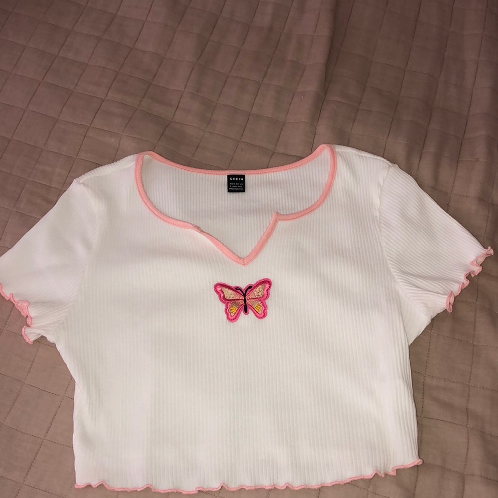 butterfly crop shirt